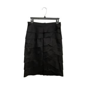 Cachet Satin Tulip Tiered Black Skirt Size Small High Waist